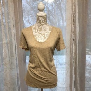 Lands End tan heathered short sleeve tee shirt L